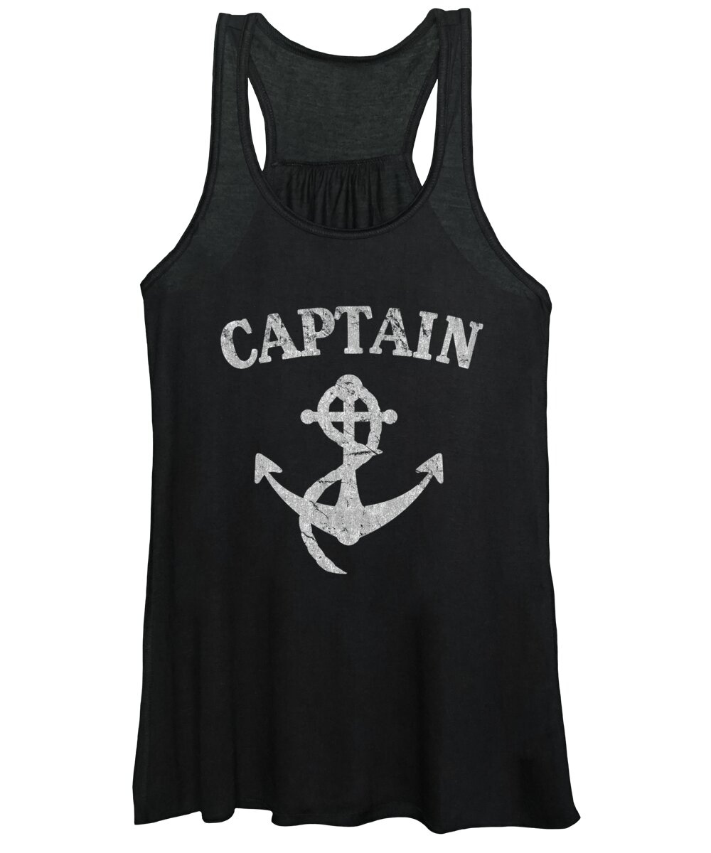 Funny Women's Tank Top featuring the digital art Retro Captain Of The Ship by Flippin Sweet Gear