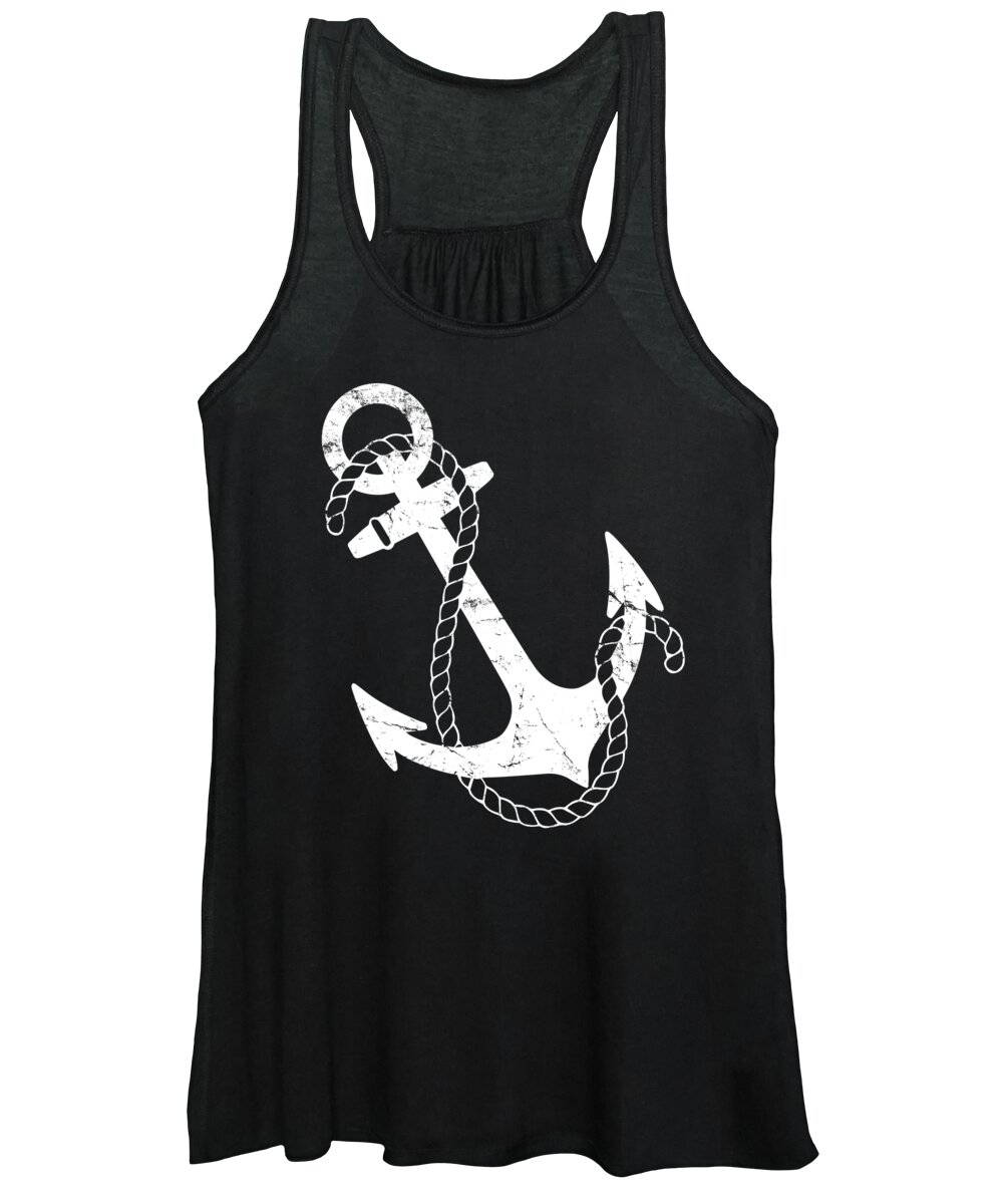 Funny Women's Tank Top featuring the digital art Retro Nautical Anchor by Flippin Sweet Gear