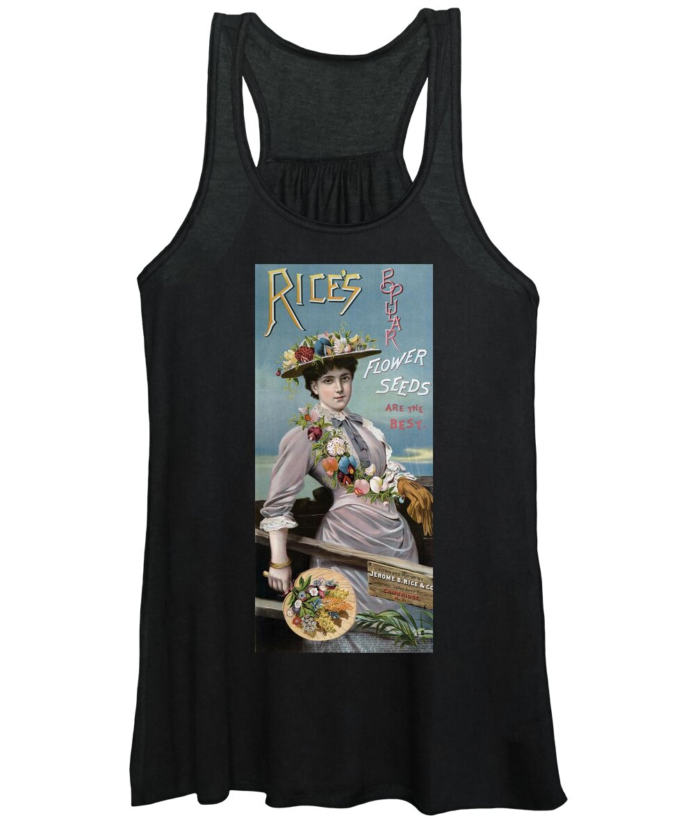 Americana Women's Tank Top featuring the digital art Rices's Popular Flower Seeds, 1896 by Kim Kent