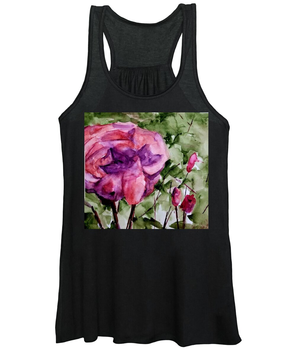 Gardens Women's Tank Top featuring the painting Rose buds by Julie TuckerDemps