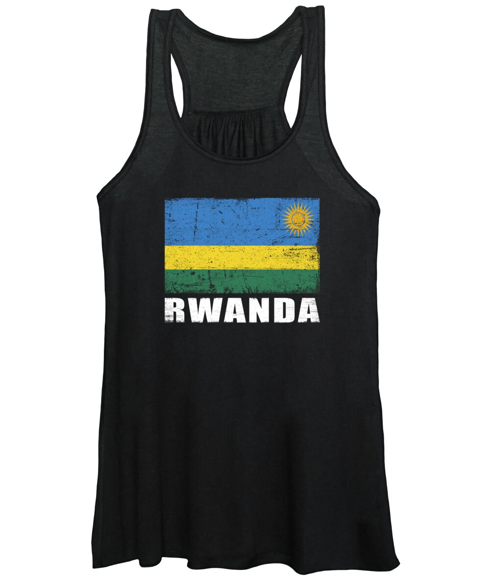 Rwanda Women's Tank Top featuring the digital art Rwanda Flag Grunge Country Flag Rwanda by Manuel Schmucker