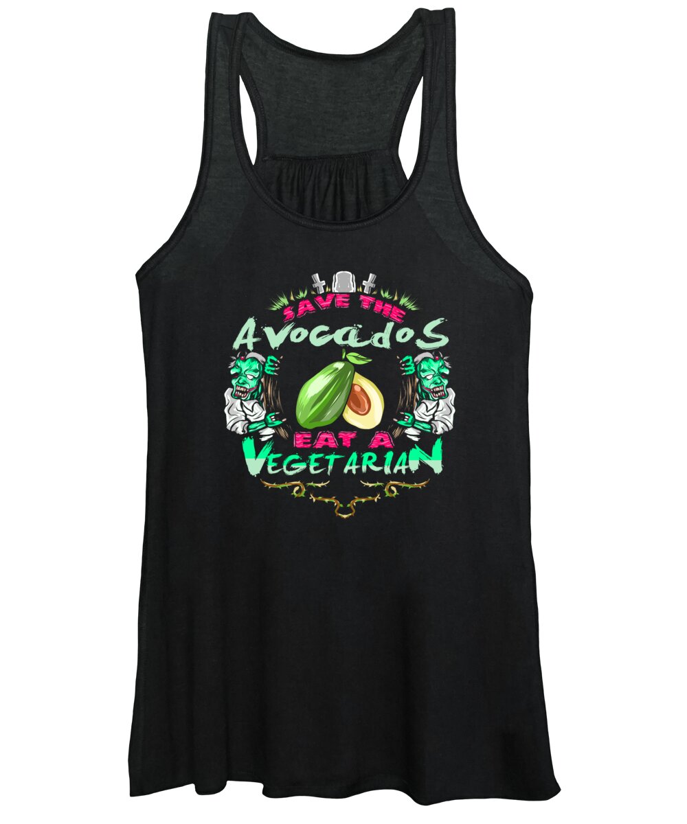 Halloween Women's Tank Top featuring the digital art Save Avocados Eat Vegetarian Zombie by Jacob Zelazny