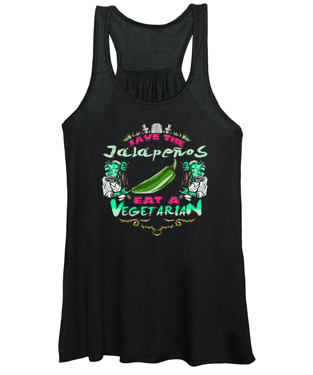 Halloween Women's Tank Top featuring the digital art Save Jalepenos Eat Vegetarian Zombie by Jacob Zelazny