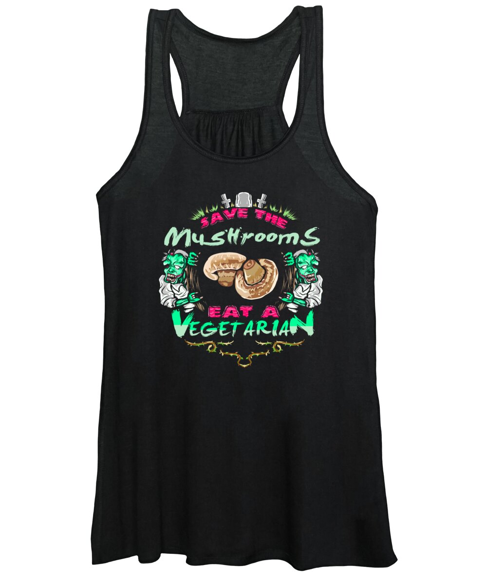 Halloween Women's Tank Top featuring the digital art Save Mushrooms Eat Vegetarian Zombie by Jacob Zelazny