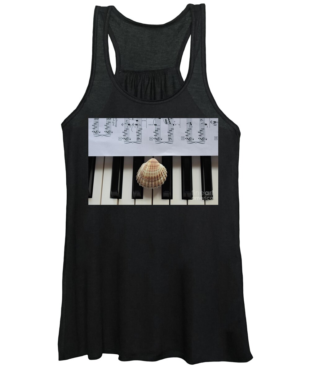 Music Women's Tank Top featuring the photograph Seashell Dream On The Piano 2 by Leonida Arte