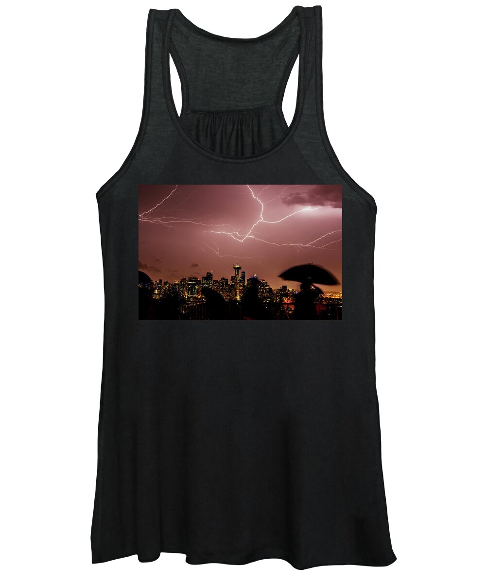 Kerry Park Women's Tank Top featuring the photograph Seattle Lightning Storm by Yoshiki Nakamura