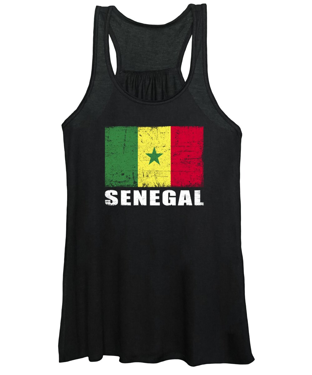 Senegal Women's Tank Top featuring the digital art Senegal Flag Grunge Country Flag Senegal by Manuel Schmucker