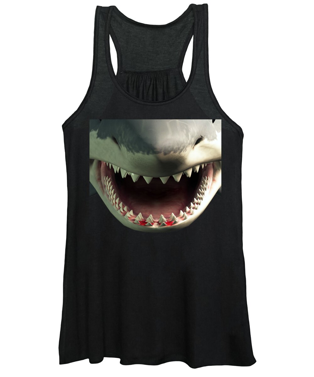 Mask Women's Tank Top featuring the digital art Shark Teeth by Daniel Eskridge