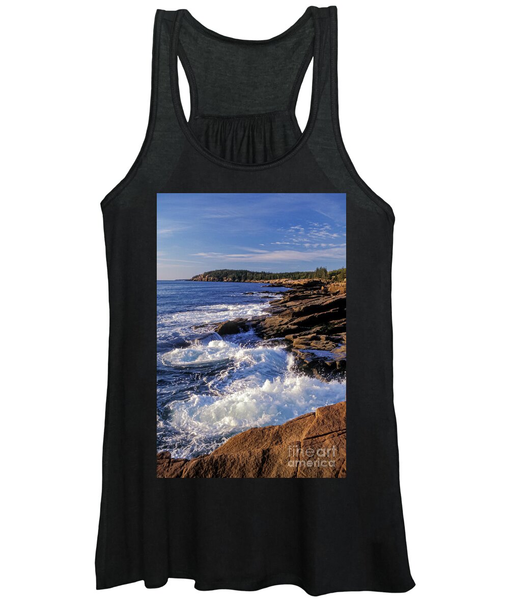 Acadia National Park Women's Tank Top featuring the photograph Shoreline by Bob Phillips