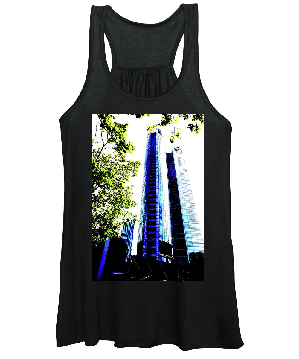 Skyscraper Women's Tank Top featuring the photograph Skyscraper And Tree In Warsaw, Poland by John Siest