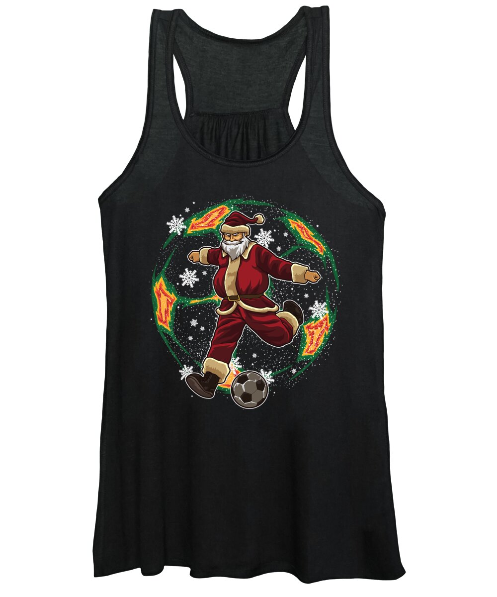 Christmas Time Women's Tank Top featuring the digital art Soccer Playing Santa Claus Christmas Soccer Team by Mister Tee