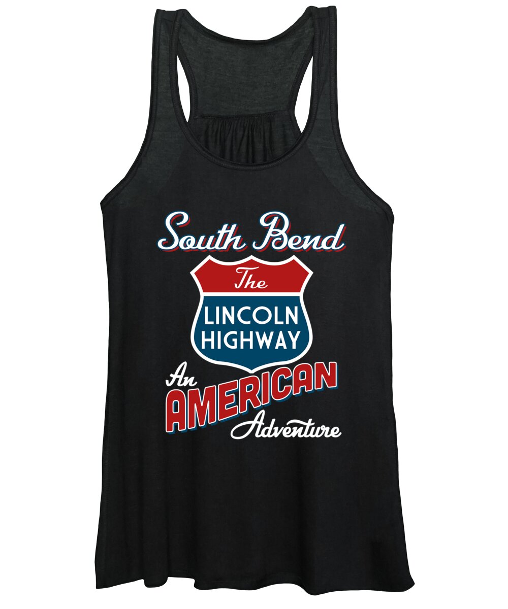 South Bend Women's Tank Top featuring the digital art South Bend Lincoln Highway America by Flo Karp