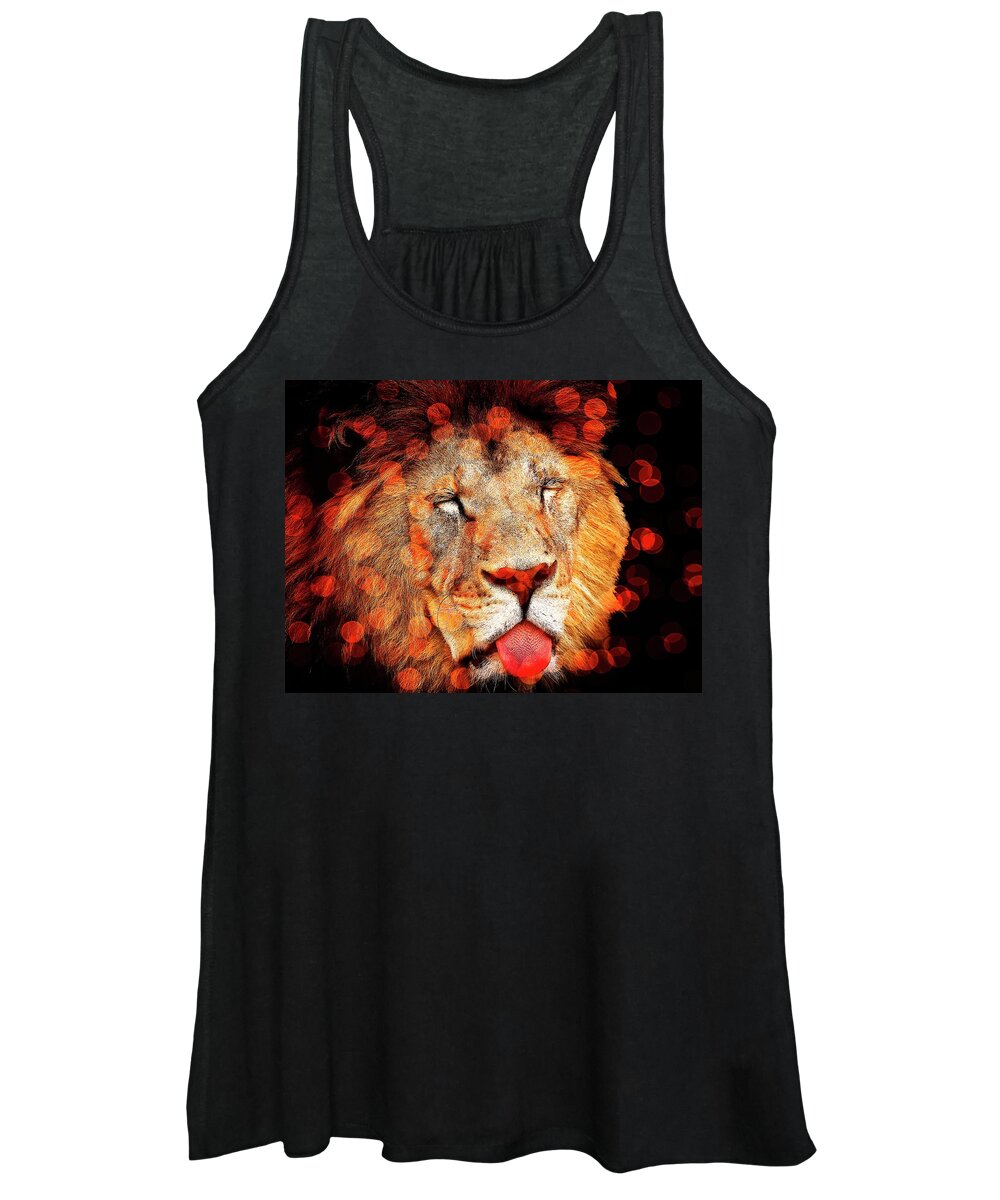 Beautiful Women's Tank Top featuring the photograph Sparkly Majestic Lion by Michelle Liebenberg