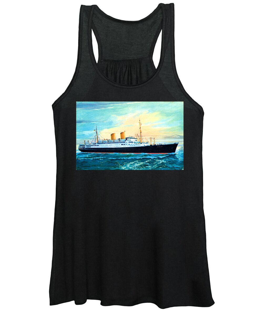 Berlin Women's Tank Top featuring the painting SS Berlin Cruise Ship Postcard 1925 by Unknown