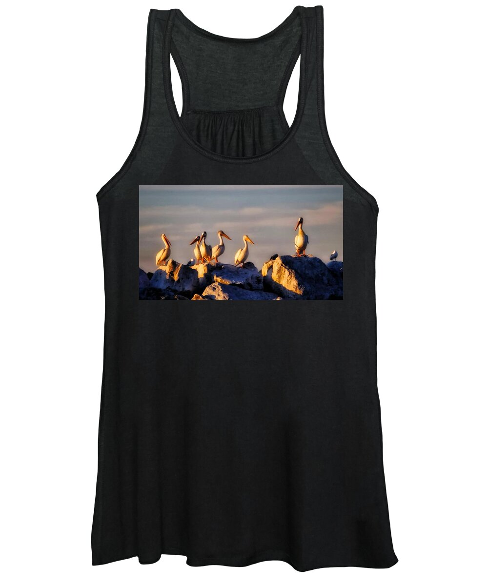 Pelicans Women's Tank Top featuring the photograph Stand Together Apart by Terry Ann Morris