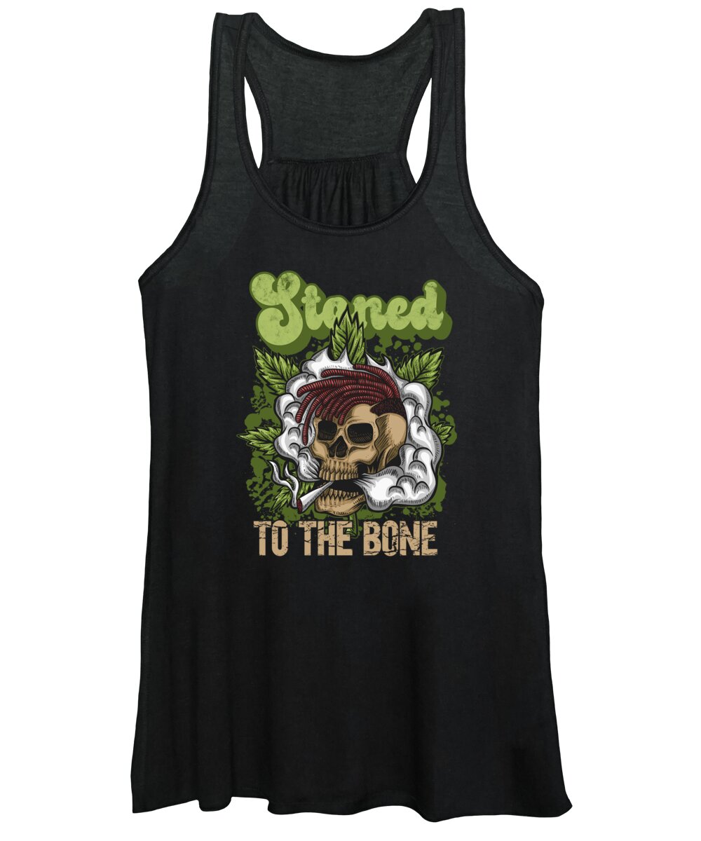 Weed Women's Tank Top featuring the digital art Stoned To The Bone - Skull Stoner by Me