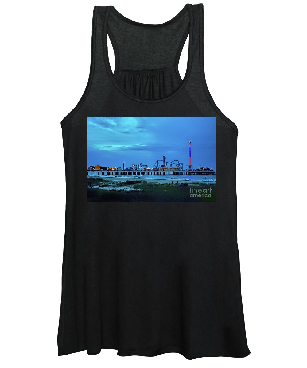 Stormy Women's Tank Top featuring the photograph Stormy Evening at The Pleasure Pier by Diana Mary Sharpton