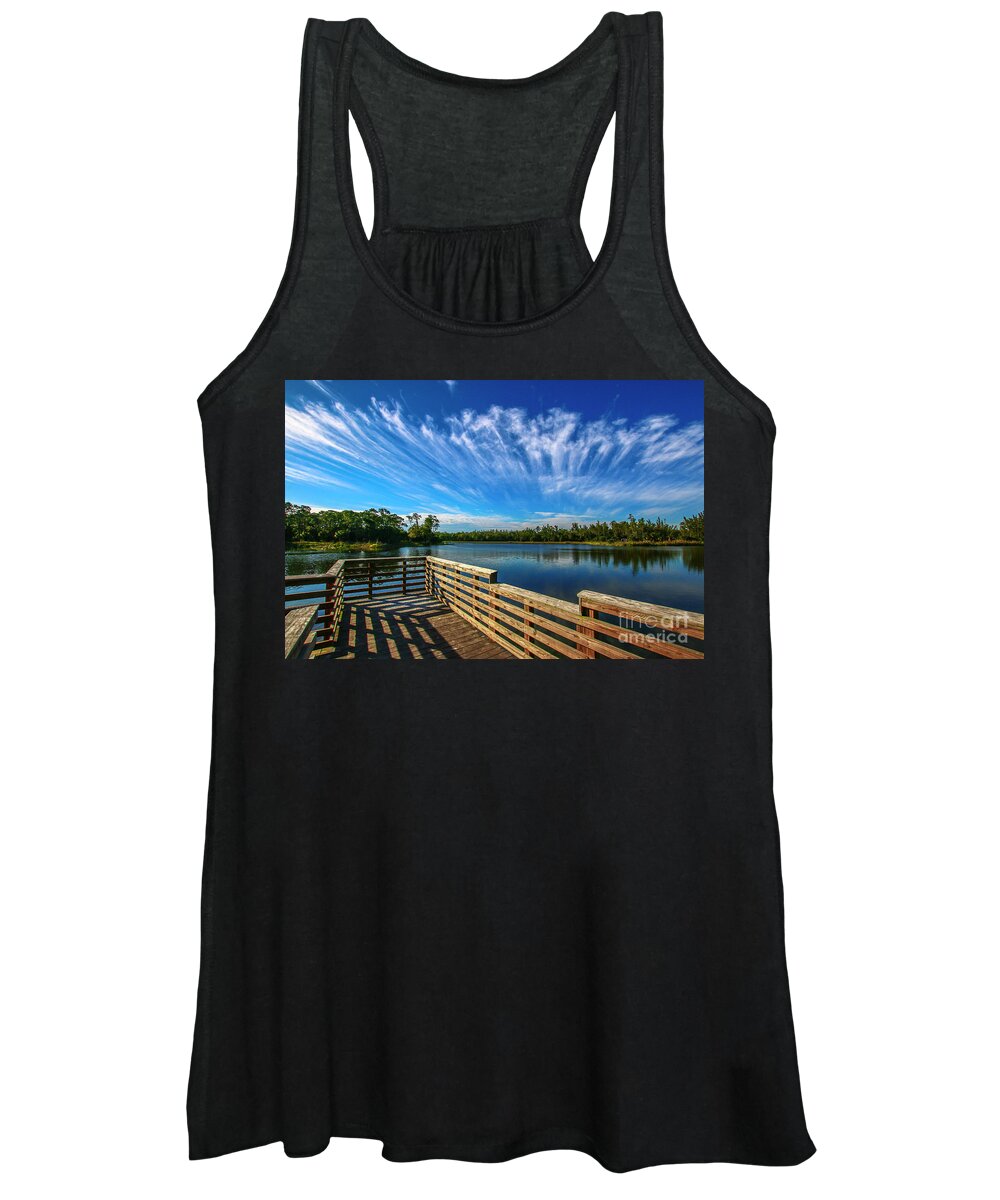 Deck Women's Tank Top featuring the photograph Streaking Clouds by Tom Claud