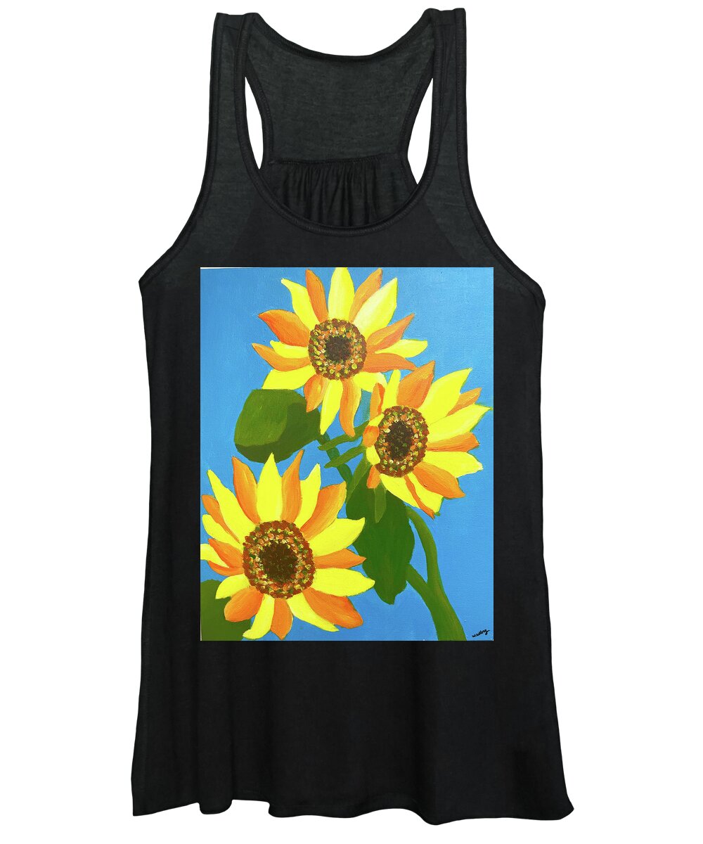 Sunflower Women's Tank Top featuring the painting Sunflowers Three by Christina Wedberg