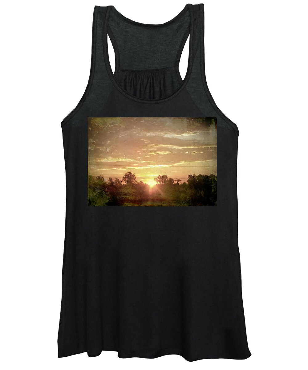 Sunset Women's Tank Top featuring the mixed media Sunset glow by Bonnie Willis