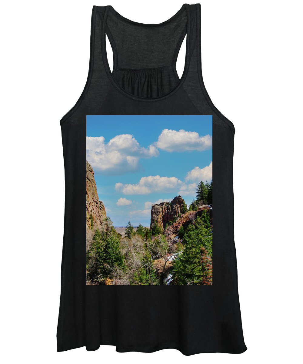 Rock Climber Women's Tank Top featuring the photograph Eldorado Canyon State Park,The Bastille by Tom Potter