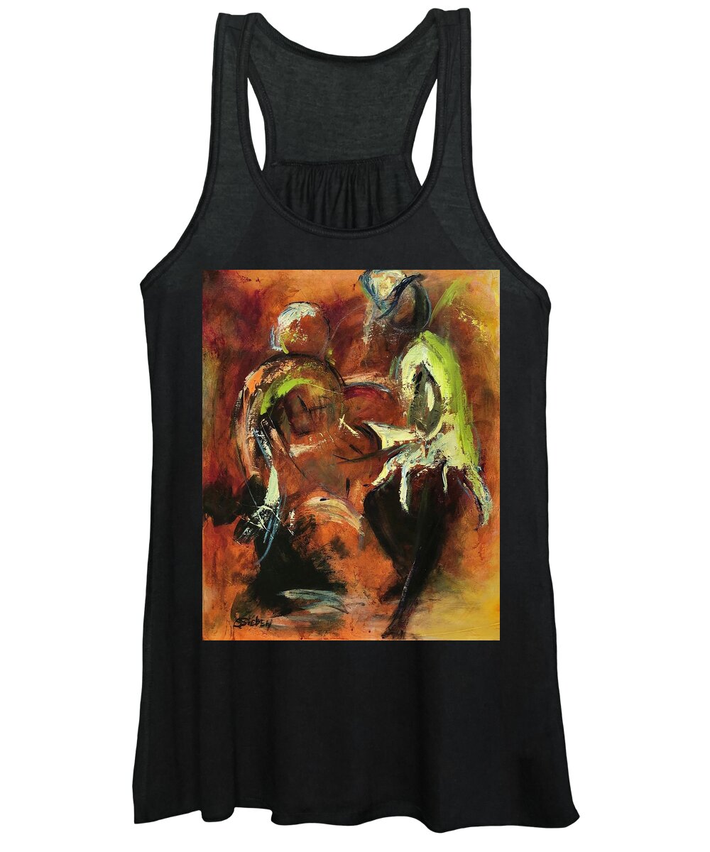 Abstract Women's Tank Top featuring the painting The Dancers II by Sharon Sieben