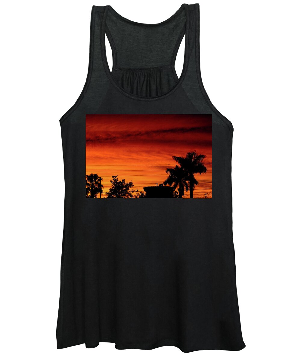 Sunset Women's Tank Top featuring the photograph The Fire sky by Daniel Cornell