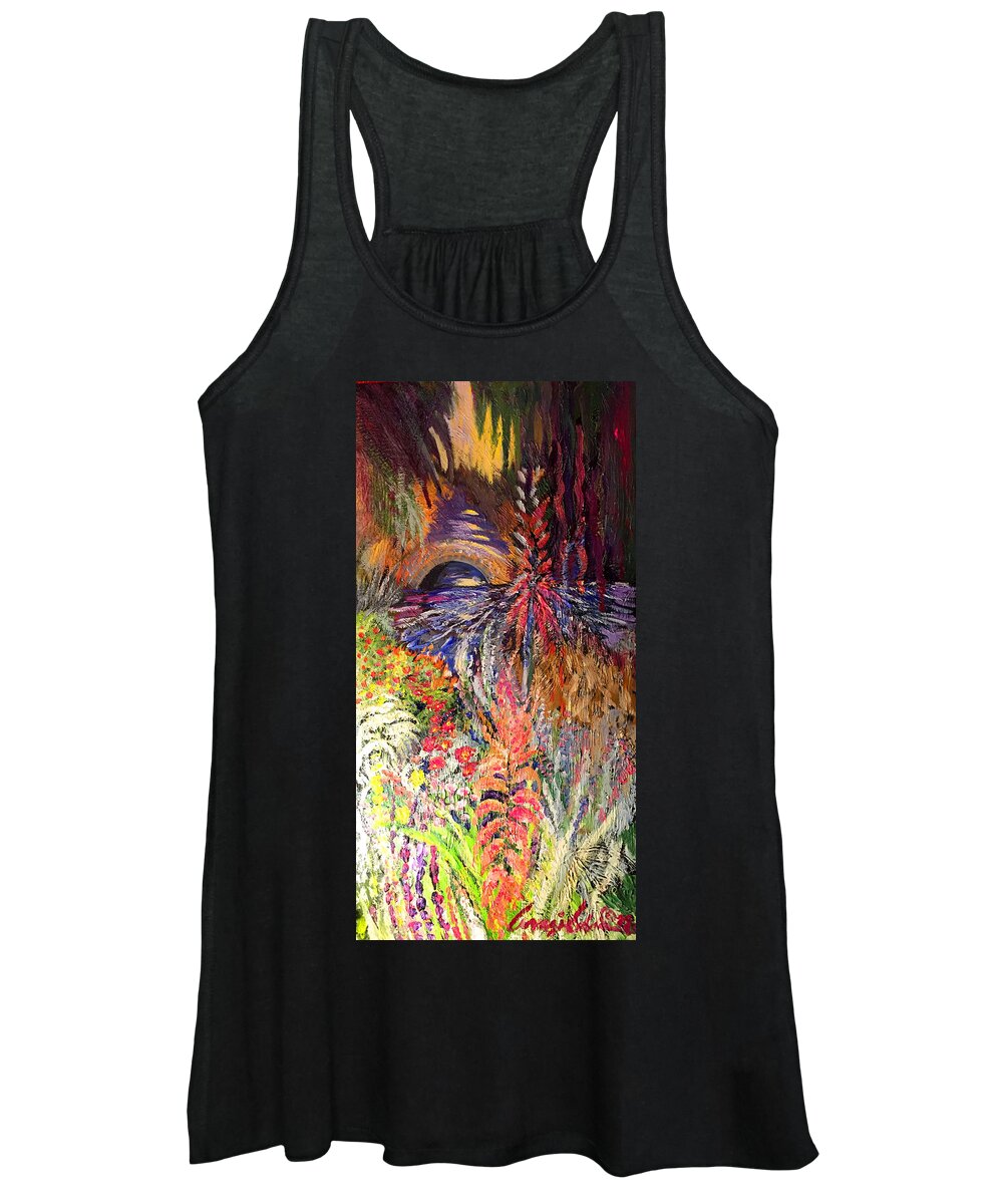 The Garden Women's Tank Top featuring the painting The Garden by Amzie Adams