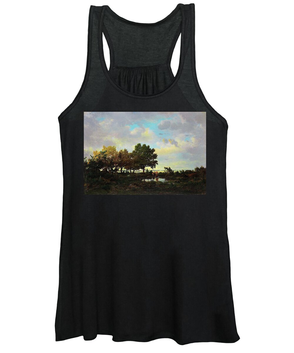 The Pond Women's Tank Top featuring the painting The Pond - Digital Remastered Edition by Theodore Rousseau