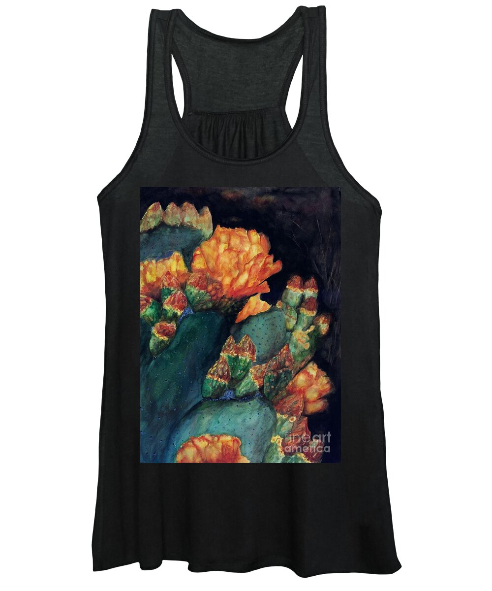 Abstract Cactus Women's Tank Top featuring the painting The Prickly Pear by Frances Marino