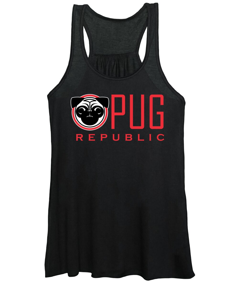 Pug Women's Tank Top featuring the drawing The Pug Republic by John LaFree