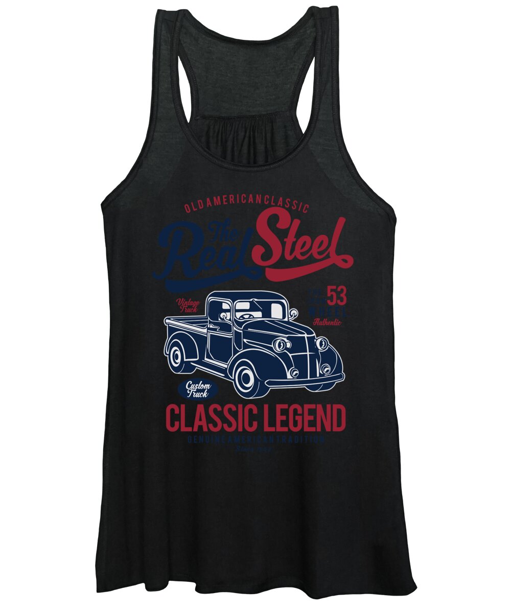 Distressed Women's Tank Top featuring the digital art The Real Steel Vintage Truck by Jacob Zelazny