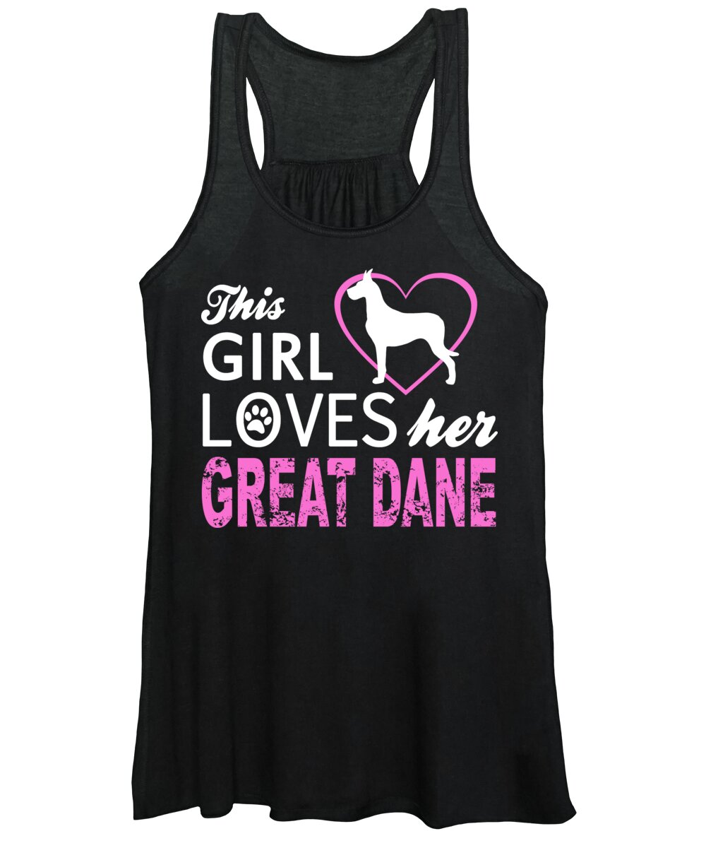Great Dane Lover Women's Tank Top featuring the digital art This Girl Loves Her Great Dane Dog Mom by Jacob Zelazny