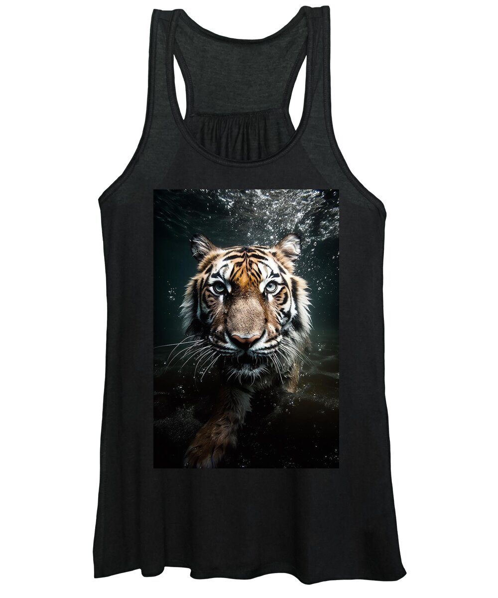 Tiger Women's Tank Top featuring the photograph Tiger Underwater Photograph by Carlos V