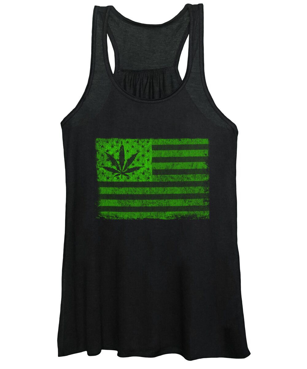 Funny Women's Tank Top featuring the digital art United States Of Cannabis by Flippin Sweet Gear