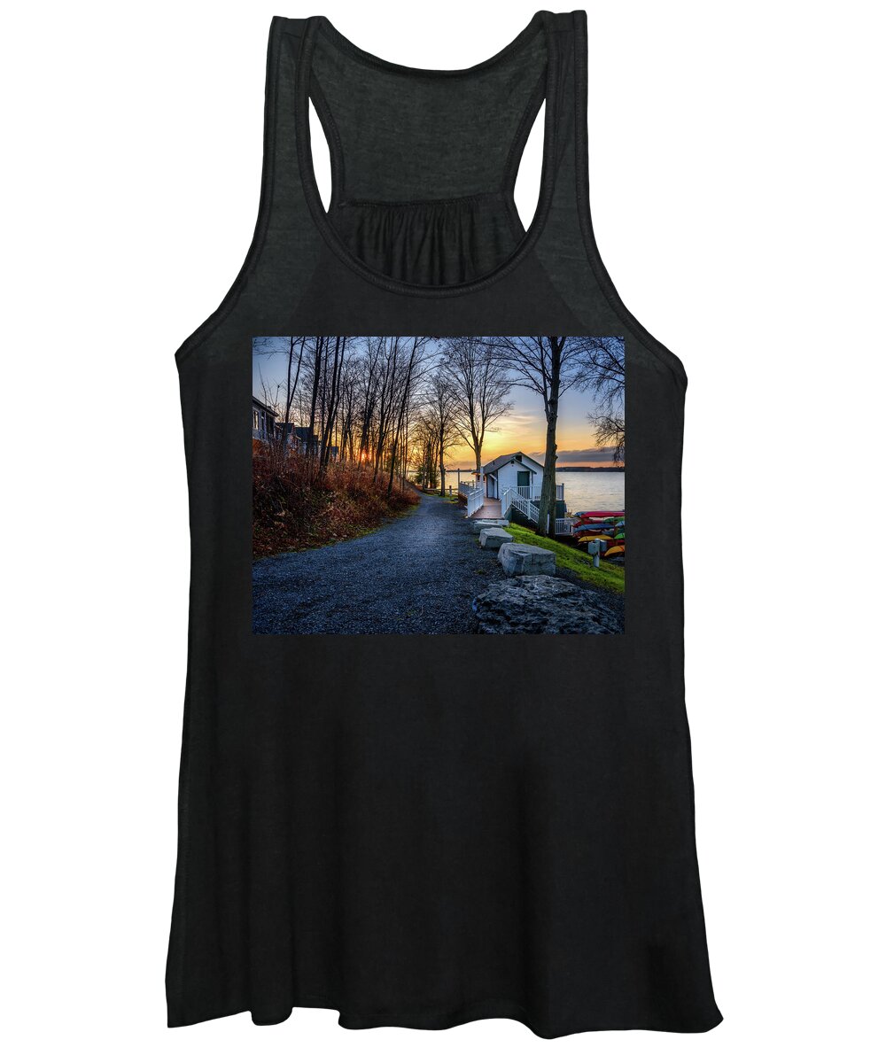 Autumn Women's Tank Top featuring the photograph Until Next Year Cottage Sunset by Dee Potter