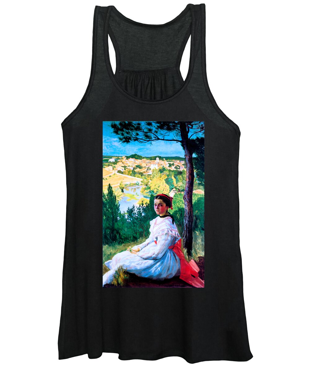 Bazille Women's Tank Top featuring the painting View of the Village 1868 by Frederic Bazille