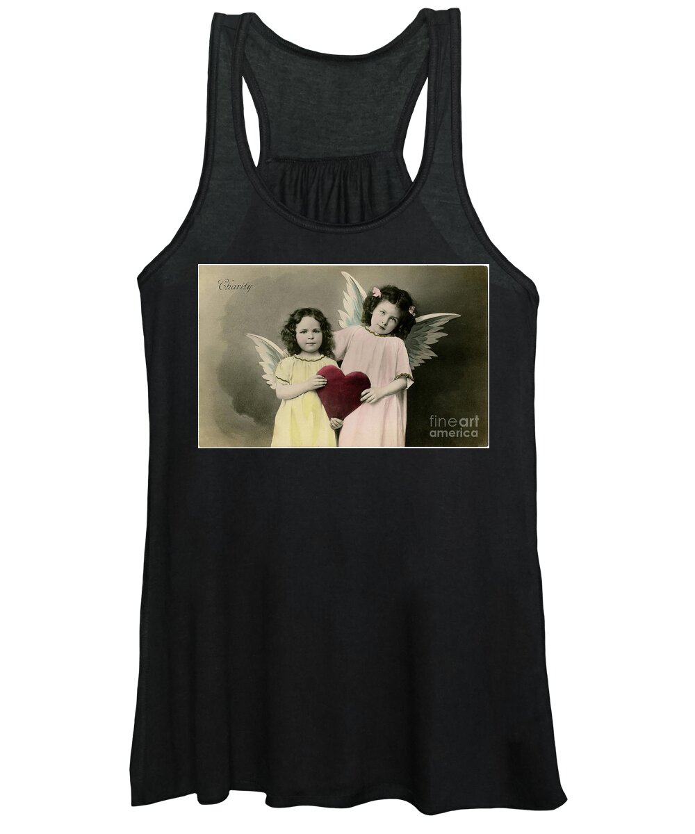 Valentine's Day Women's Tank Top featuring the photograph Vintage Charity Angels by Tina LeCour