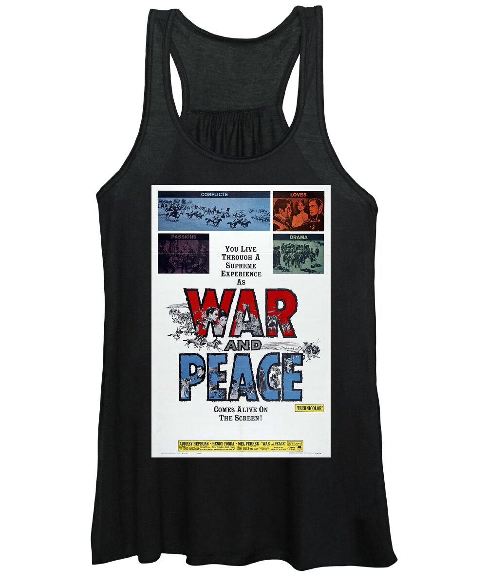 War Women's Tank Top featuring the mixed media ''War and Peace'' 2, with Audrey Hepburn and Mel Ferrer by Movie World Posters