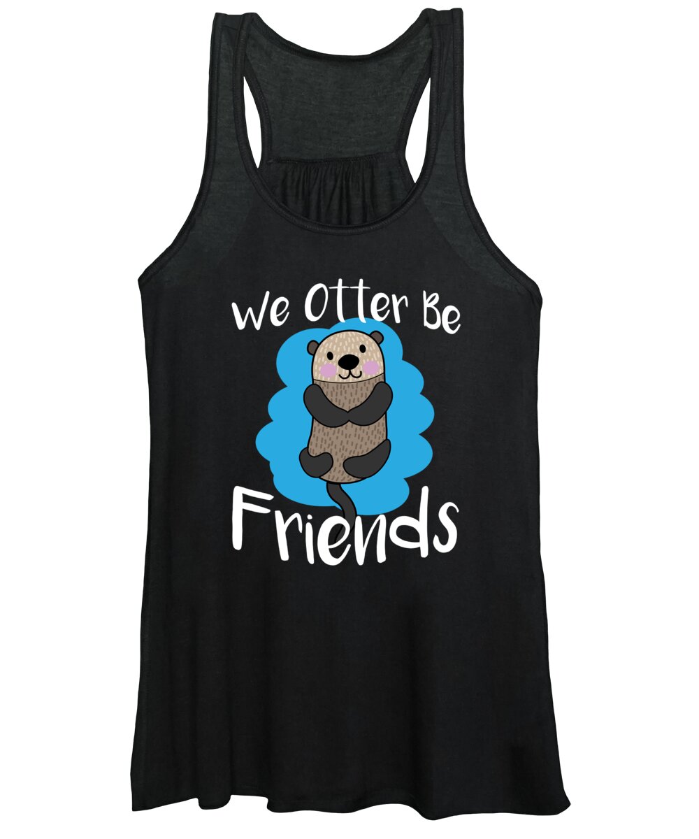 Cute Otter Women's Tank Top featuring the digital art We Otter Be Friends Funny Animal Pun by Jacob Zelazny