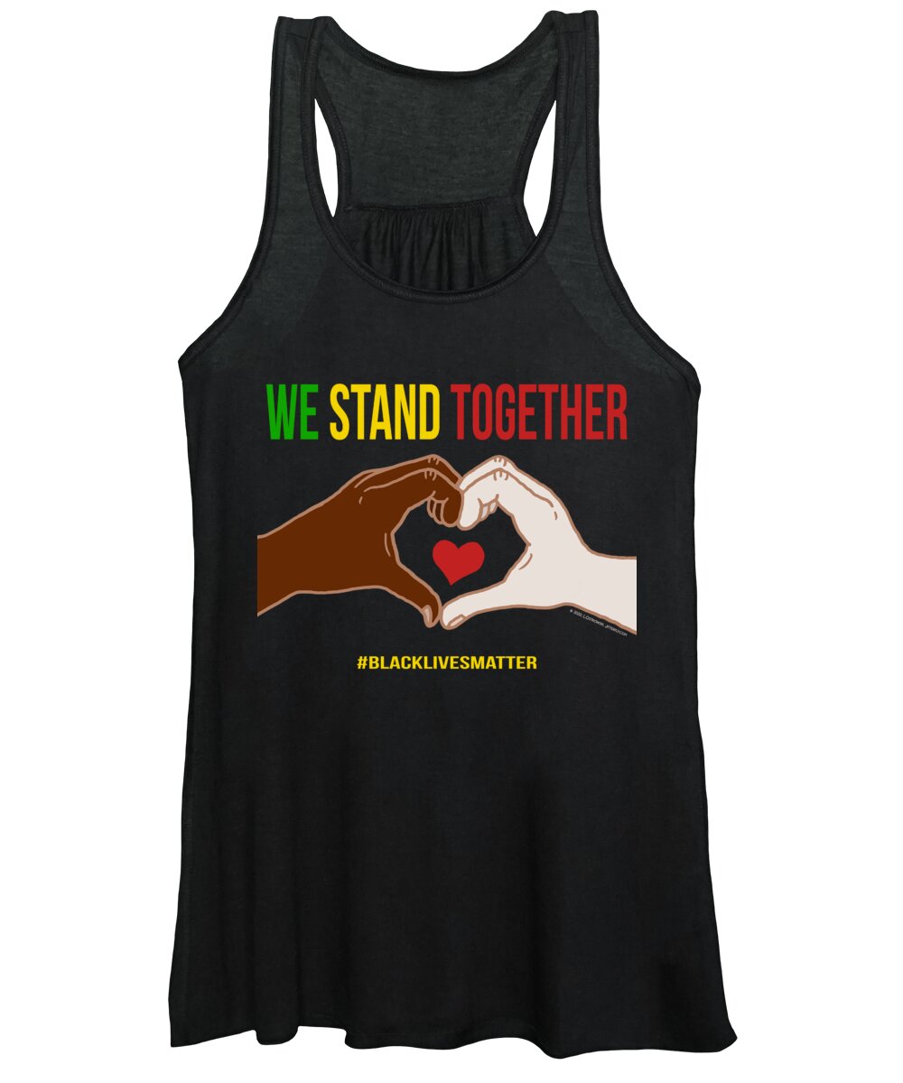 We Stand Together Women's Tank Top featuring the digital art We Stand Together Heart Hands by Laura Ostrowski