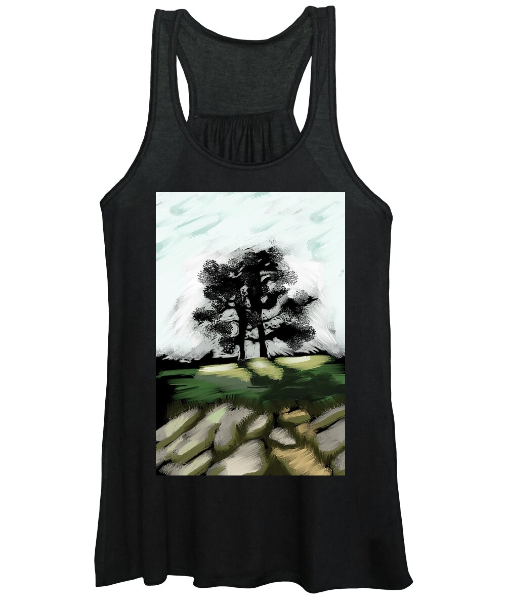 Landscape Women's Tank Top featuring the painting Wedding Oaks by Catharine Gallagher