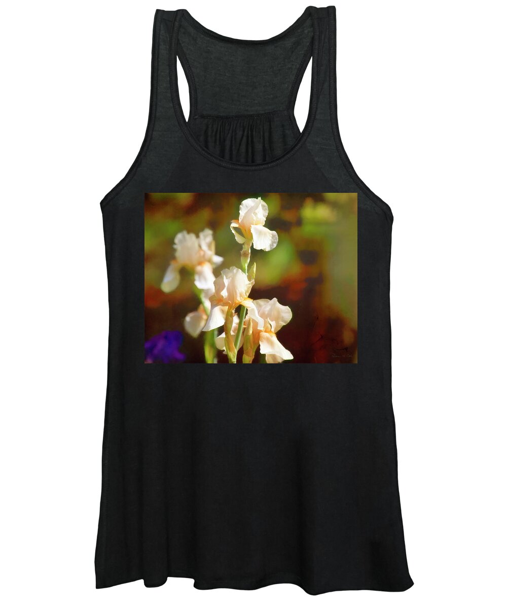 Streaming Sunlight Women's Tank Top featuring the photograph White Iris In Early Morning Sun by Bellesouth Studio