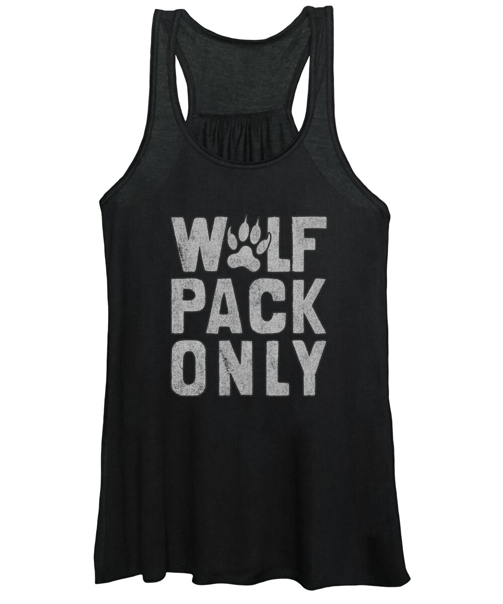 Funny Women's Tank Top featuring the digital art Wolf Pack Only Retro by Flippin Sweet Gear