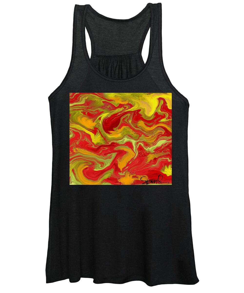 Swirl Women's Tank Top featuring the digital art Yellow Delicious by Susan Fielder