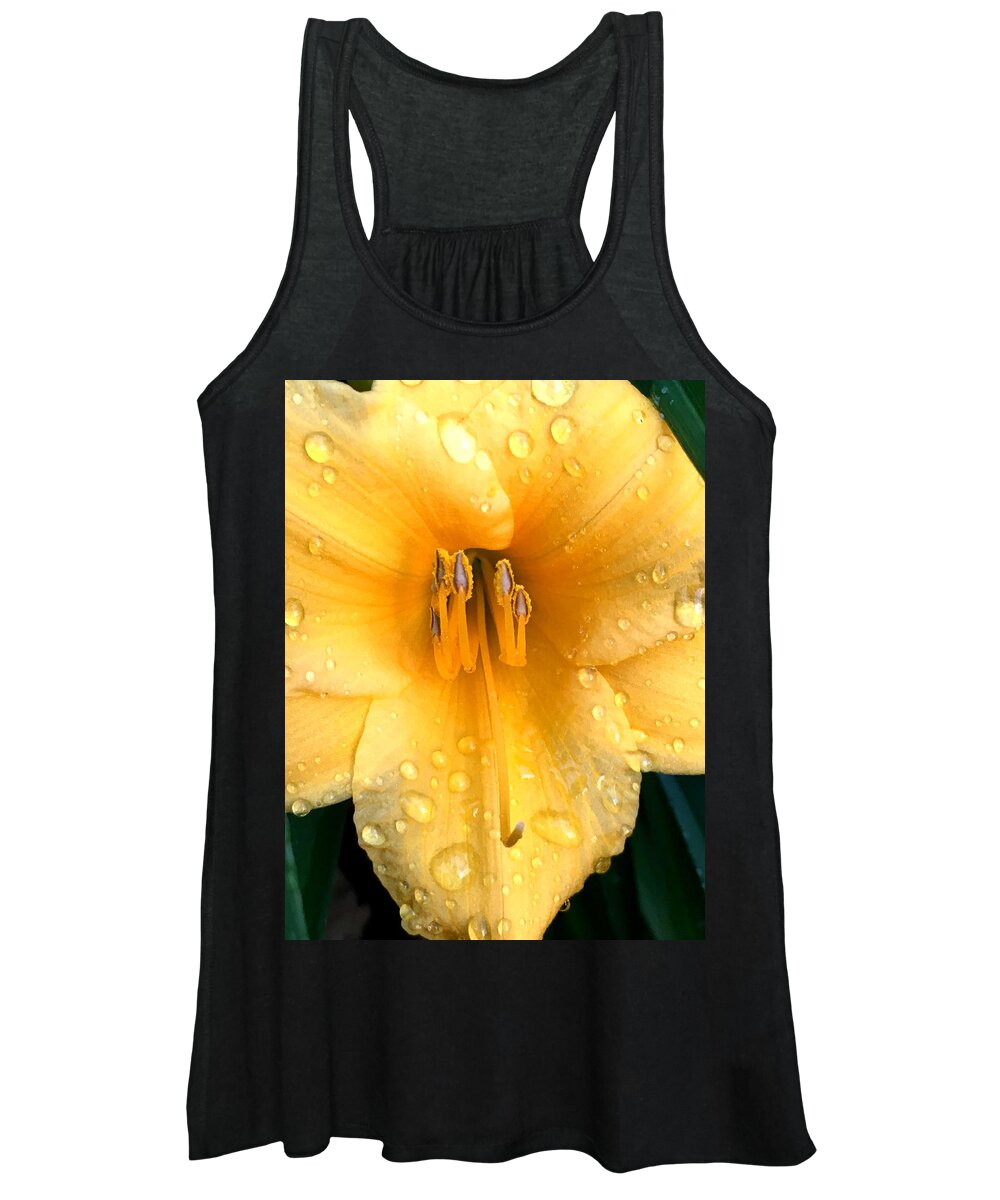 Lily Women's Tank Top featuring the photograph Yellow Droplets by Lisa Pearlman