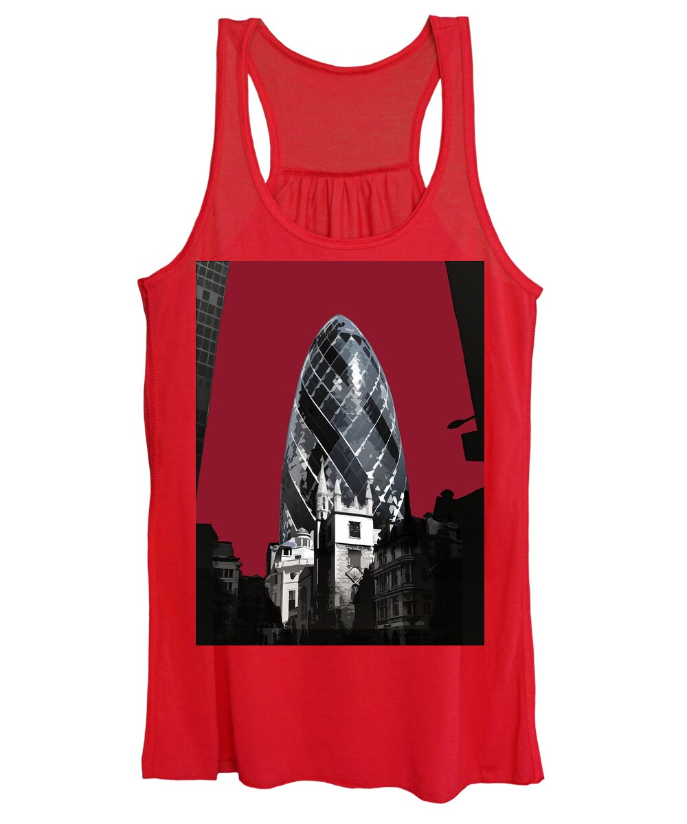 Eye Women's Tank Top featuring the mixed media Gherkin - Blazing RED by BFA Prints