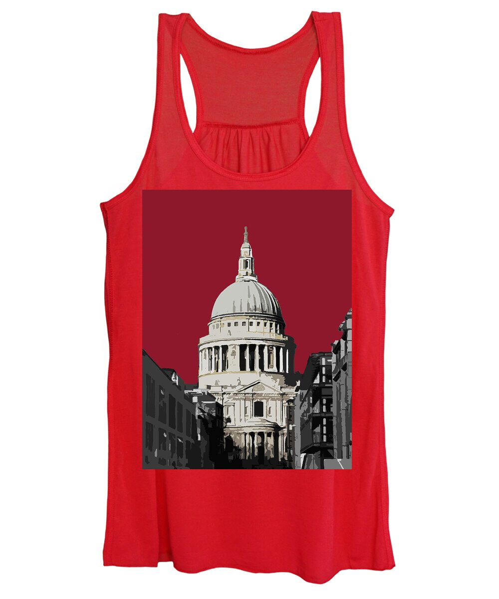 Eye Women's Tank Top featuring the mixed media Saint Pauls - Blazing RED by BFA Prints