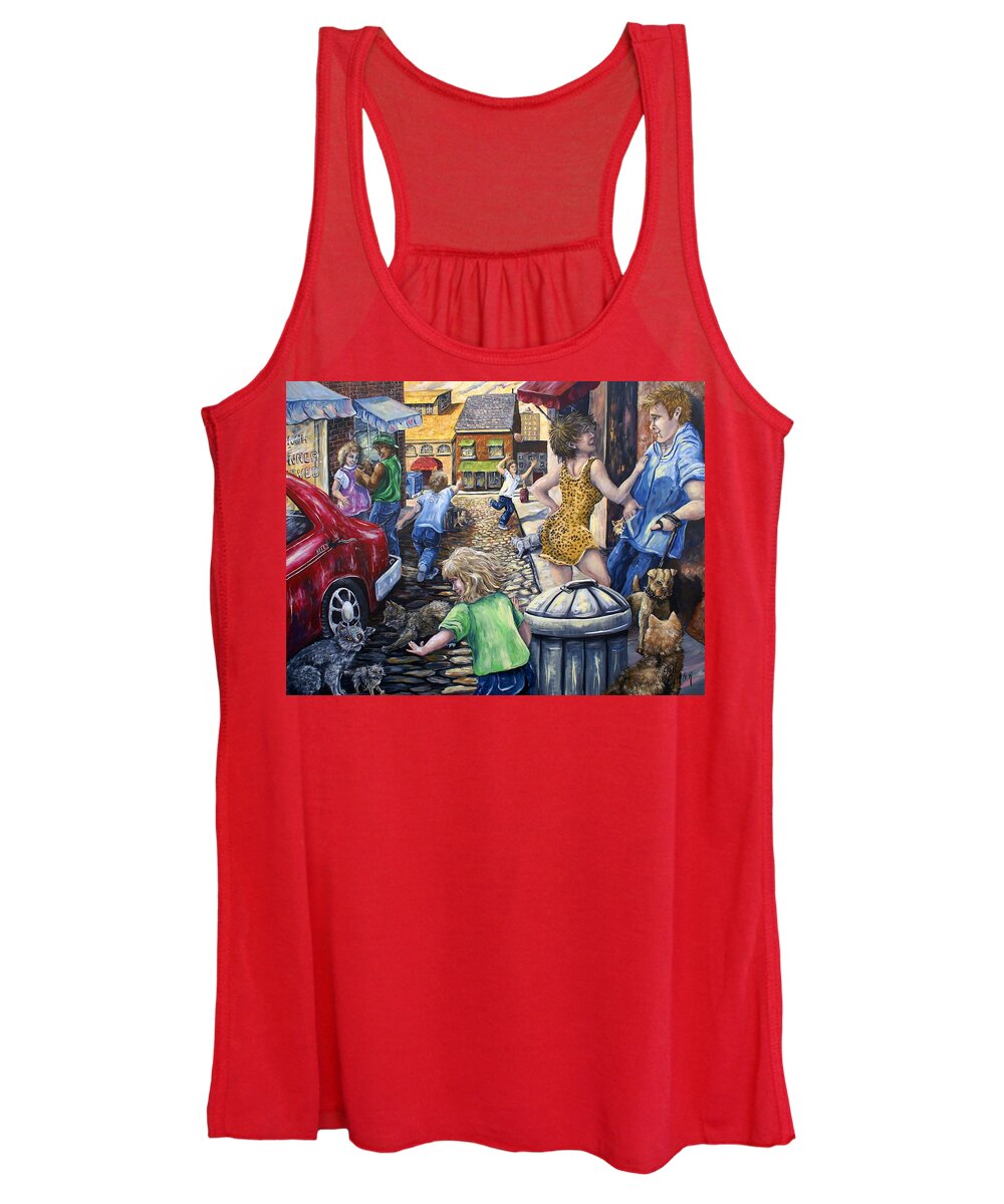  Cats Women's Tank Top featuring the painting Alley Catz by Gail Butler