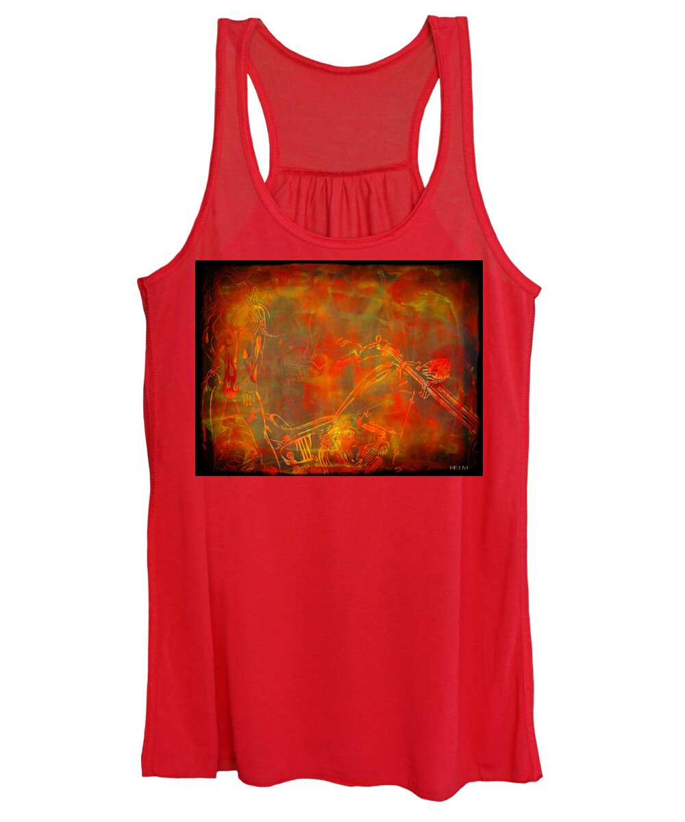 Motorcycle Mixed Media Women's Tank Top featuring the painting Bad Dreams by Mayhem Mediums